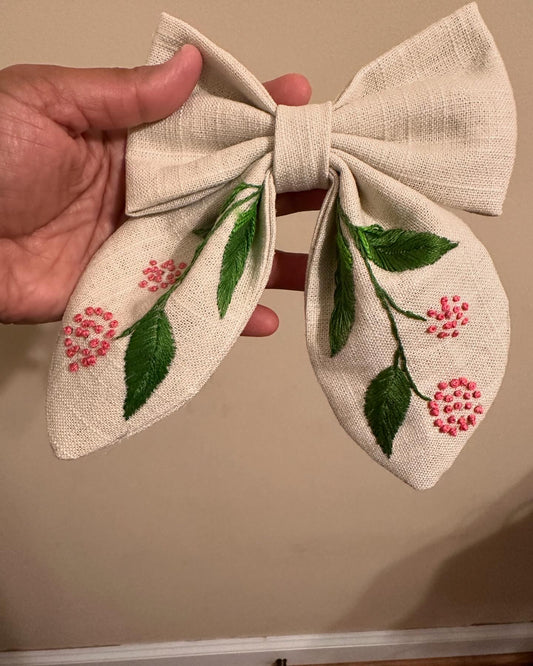 Hand-Embroidered Hair Bow