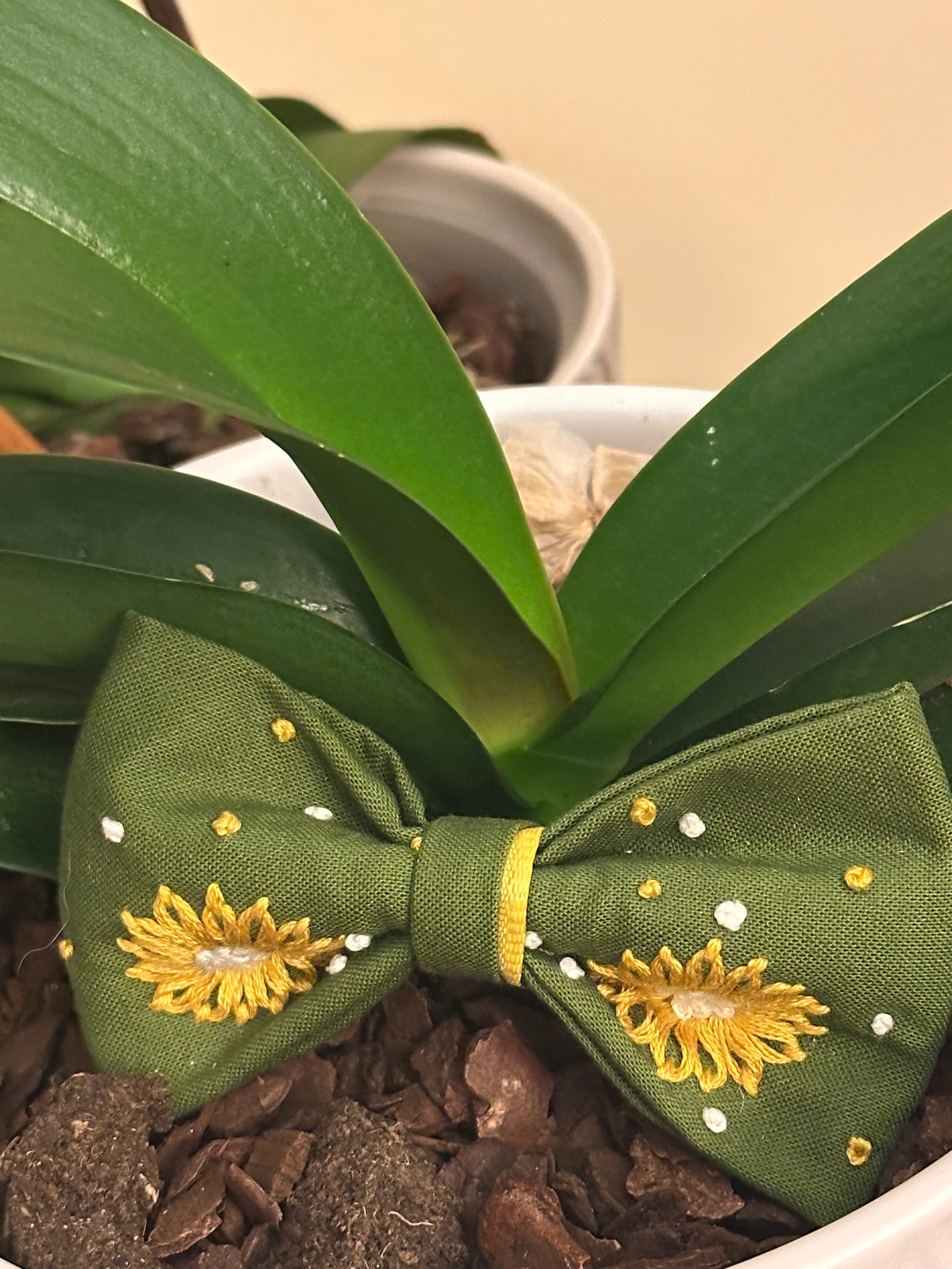 Hand Embroidered Hair Bow
