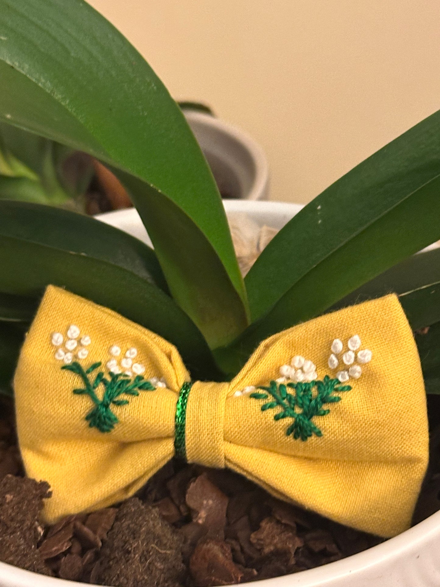 Hand Embroidered Hair Bow